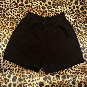 H&M L.O.G.G. Black High Waisted Linen Shorts